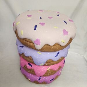 GIANT DONUT WITH HEARTS STACKED STOOL 17" TALL 14" WIDE